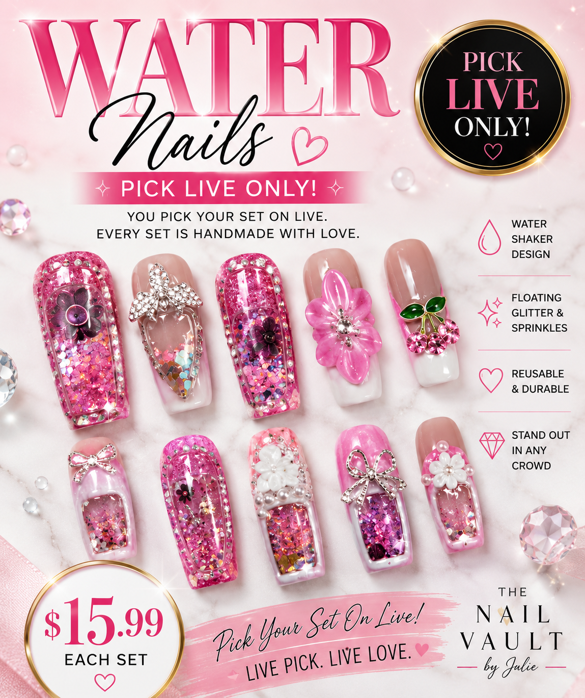 Water shaker nails
