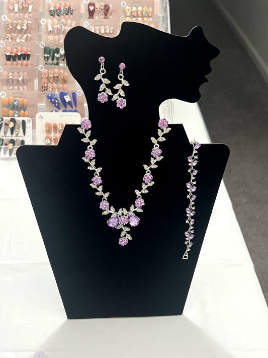 lavender floral 3-piece  jewelry set