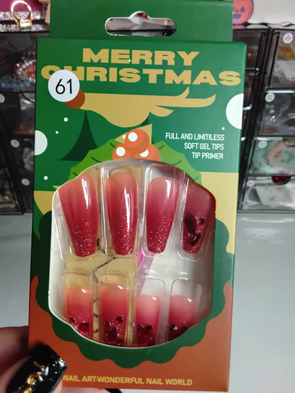 CHRISTMAS BOXED 24 NAILS WITH CUTIES