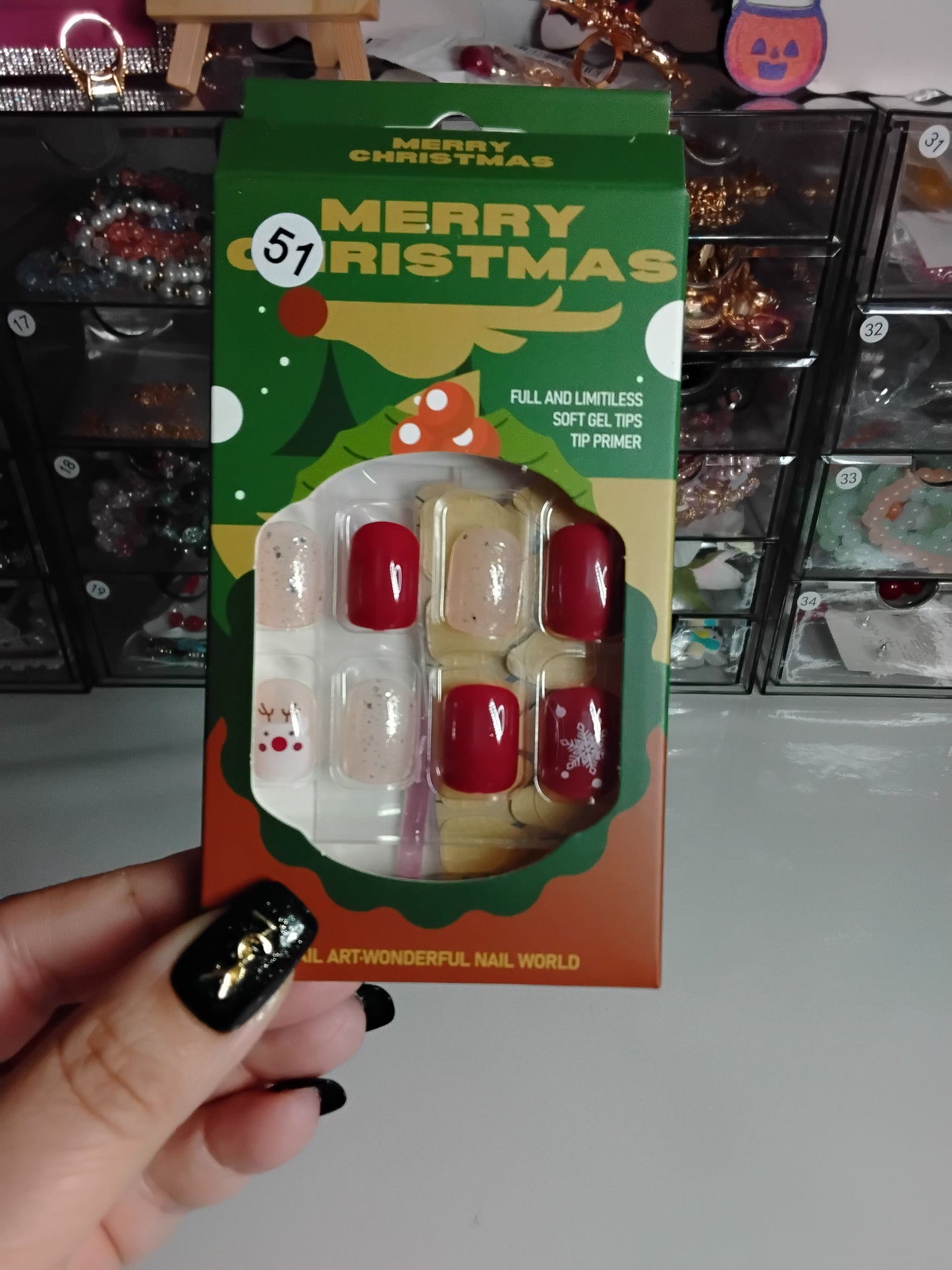 CHRISTMAS BOXED 24 NAILS WITH CUTIES