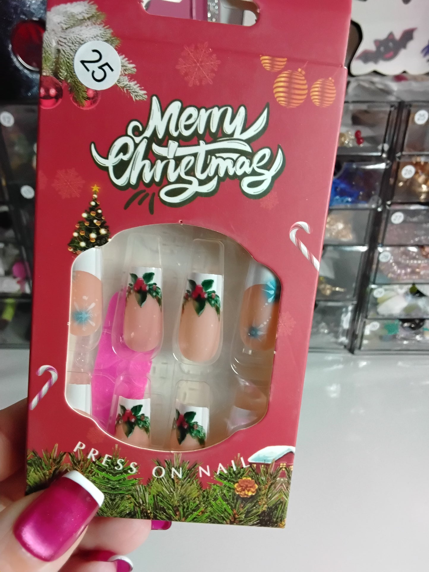 CHRISTMAS BOXED 24 NAILS WITH CUTIES